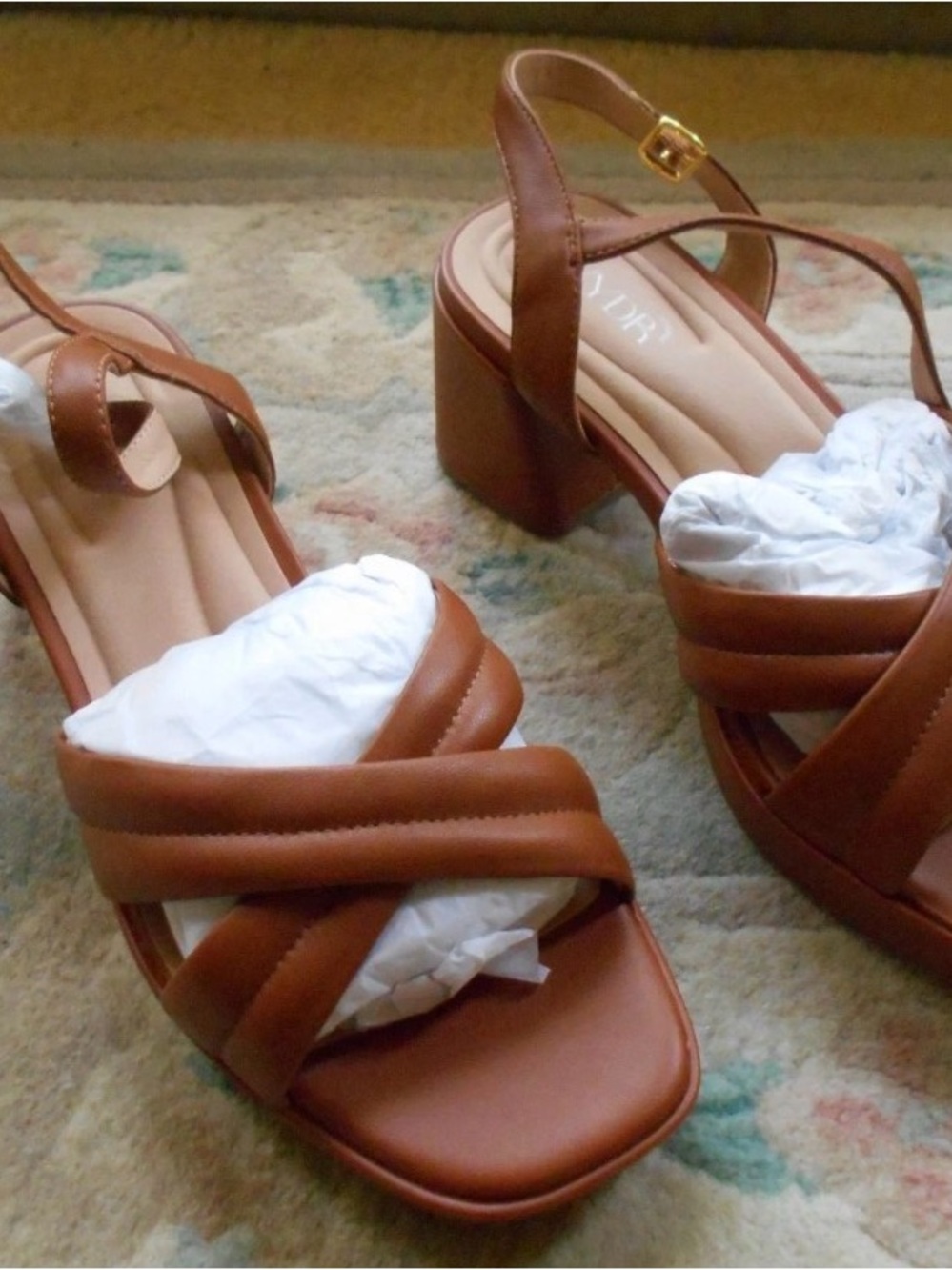 WYDR Studios Women’s Brown Block Heel Sandals - Stylish Strappy Design